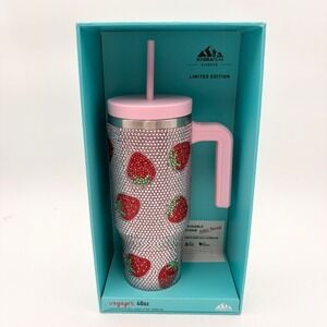 Hydrapeak Voyager 40oz Tumbler Limited Edition Rhinestone Strawberry Pink Silver
